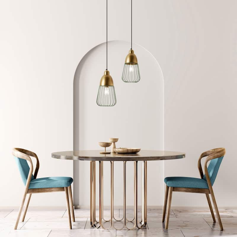 Alexis River of Goods Gold and Emerald Metal 8.25-Inch Pendant Light with Adjustable Hanging Cord - 8.25" x 8.25" x 17/71.75"