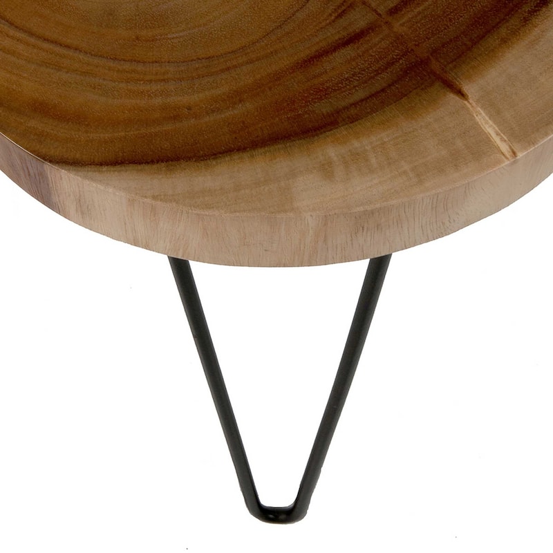 Cross-Cut Wood Slab Side Table With Iron Legs by East at Main