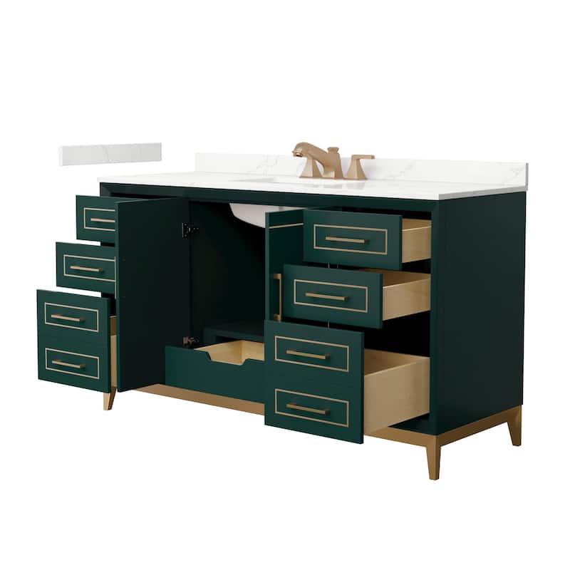 Wyndham Collection WCH515160S-QTZ-US3MXX Marlena 60" Free Standing