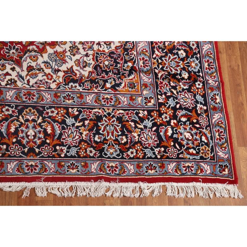 Traditional Kashan Turkish Rug Machine-Made Bedroom Red Carpet - 9'9" x 12'10"