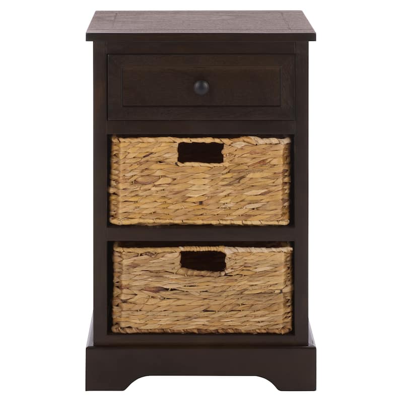 SAFAVIEH Alverta Red Storage Side Table - 15.9" x 13" x 27.6" - 16"W x 13"D x 26"H - Dark Chocolate