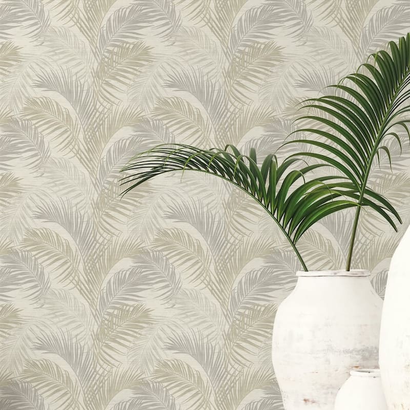 Galerie Wallcoverings Synergy Collection Lush Leaf Palm Sheen Finish Vinyl on Non-woven Wallpaper Roll
