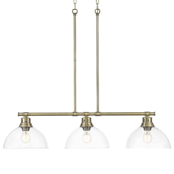 slide 2 of 9, Golden Lighting 3602-3LP AB Duncan 3 Light 40" Wide Linear Pendant Aged Brass / Clear
