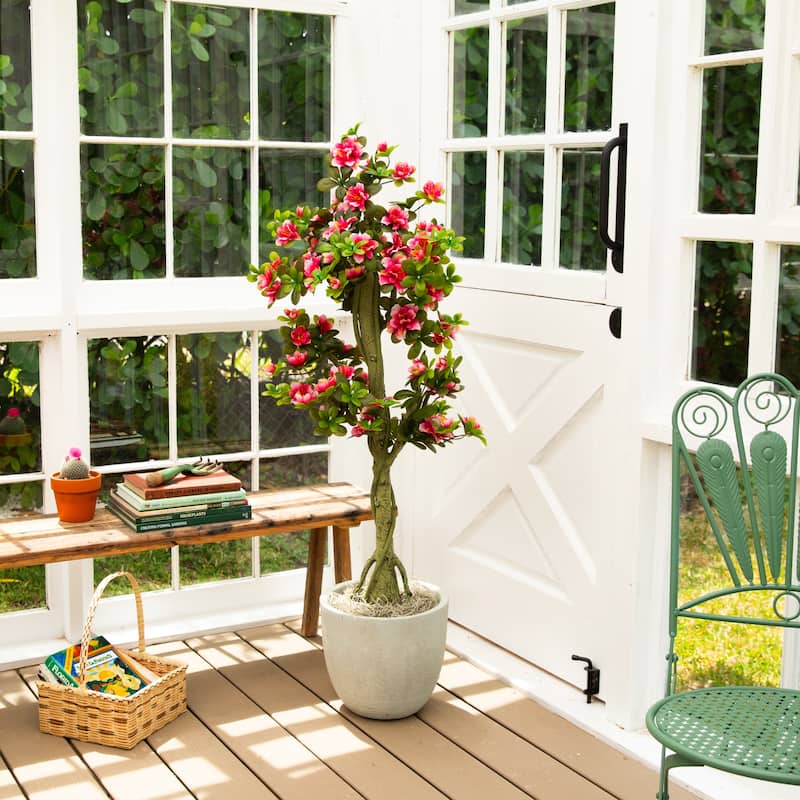 4-ft UV Resistant Artificial Azalea Tree (Indoor/Outdoor) - Green