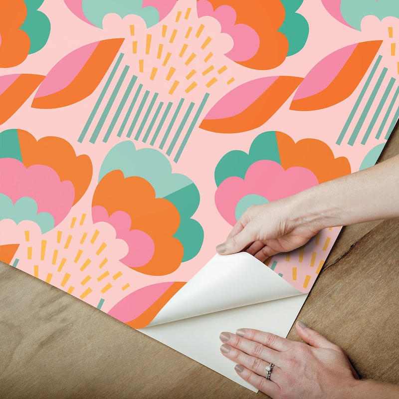 Megan Carter Retro Esme Pink Peel and Stick Wallpaper