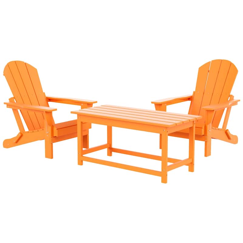 Laguna Hdpe All Weather Outdoor Patio Foldable Adirondack Chairs Conversation Set (3-Piece Set)