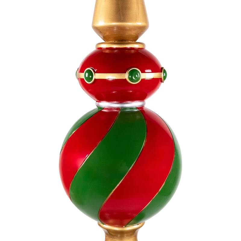 Ball Finial with Bell Base Commercial Size Christmas Decoration - 65" - Red and Green