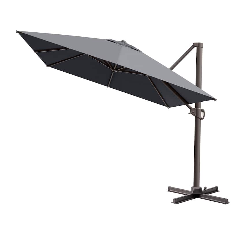 10 x 13 FT Luxury Aluminum Outdoor Shade Canopy Patio Cantilever Offset Umbrella with 360-degree Rotation