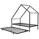 preview thumbnail 3 of 29, Minimal Design Metal Twin House Bed with Trundle