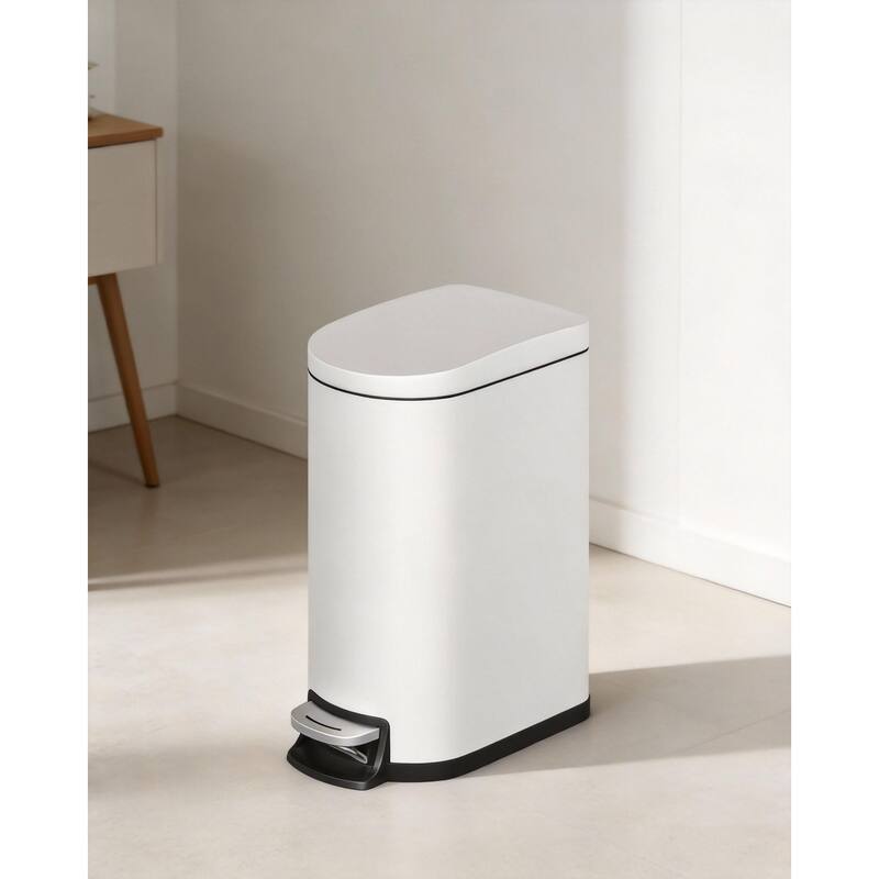 2.6 Gallon/10 Liter Slim Trash Can, with Removable Inner Bucket - White