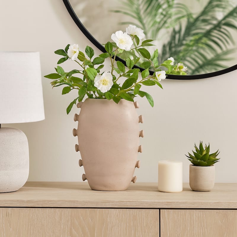 Sculptural Flower Vase with Unique Side Detailing - Ivory