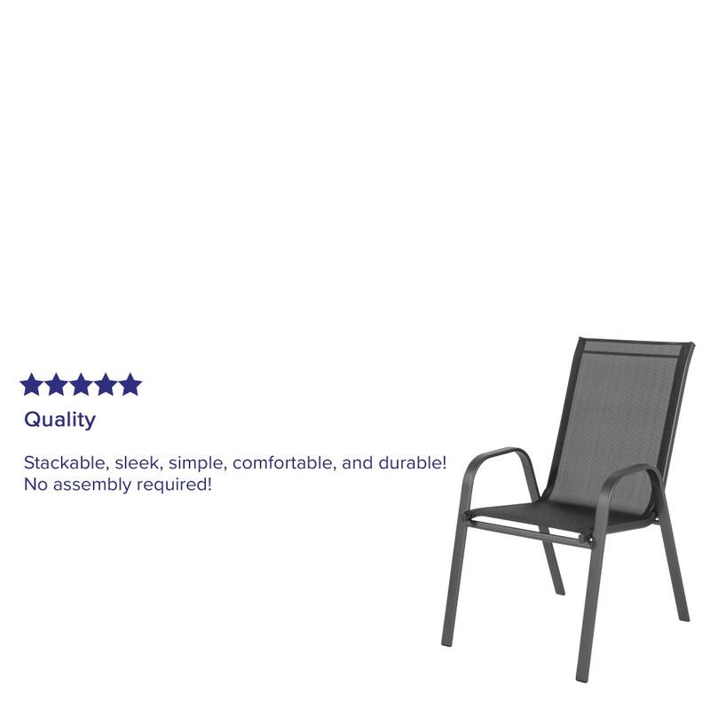 5 Pack Outdoor Stack Chair with Flex Comfort Material - Patio Stack Chair