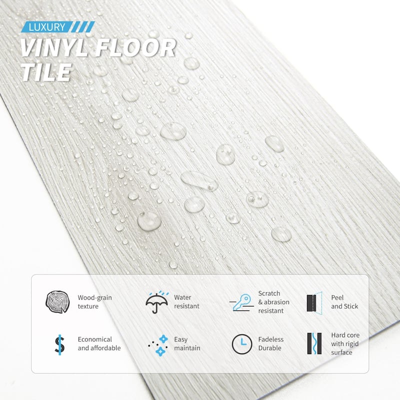 Art3d 36-sheet 36"x6" Self-adhesive Vinyl Flooring Beige Wood Color, Cover 54 Sq.Ft.