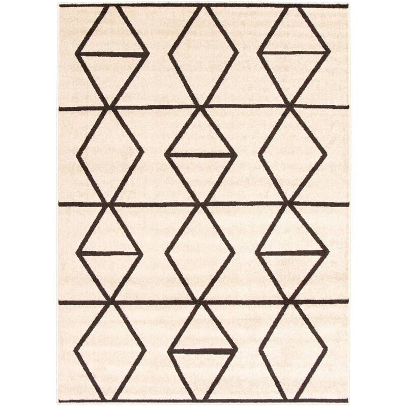 ECARPETGALLERY Ana Transitional Rug - 5'3" x 7'3" - Ivory/ Dark Brown