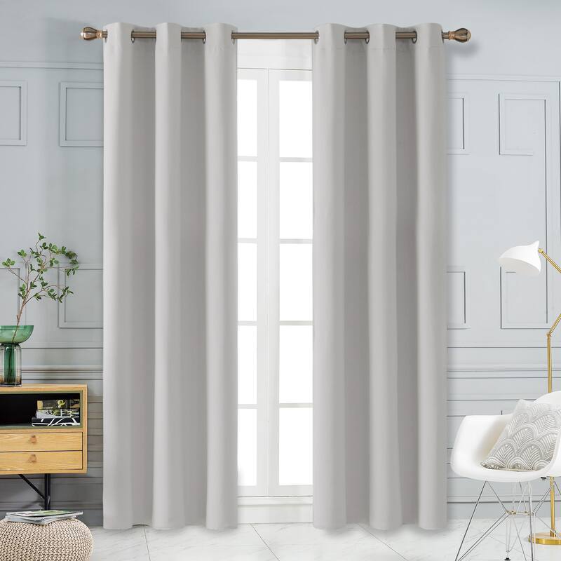 Deconovo Insulated 42 Width Curtain Panel Pair (2 Panel) - W42 x L95 Inch - Greyish White