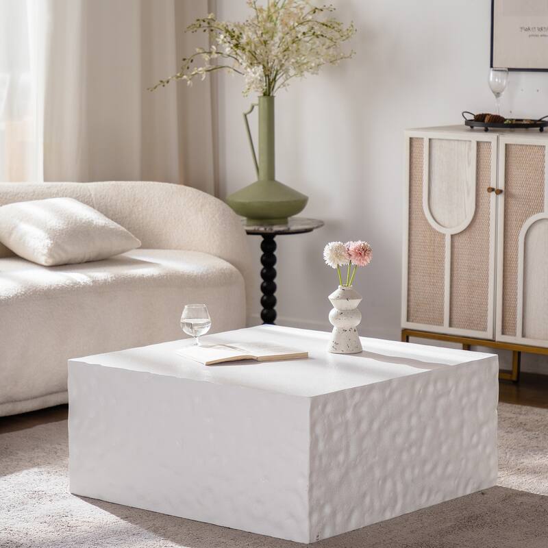 Modern Low Coffee Table, Square Accent Center Cocktail Table Wooden Sofa Side Coffee Table for Living Room, Leisure Area