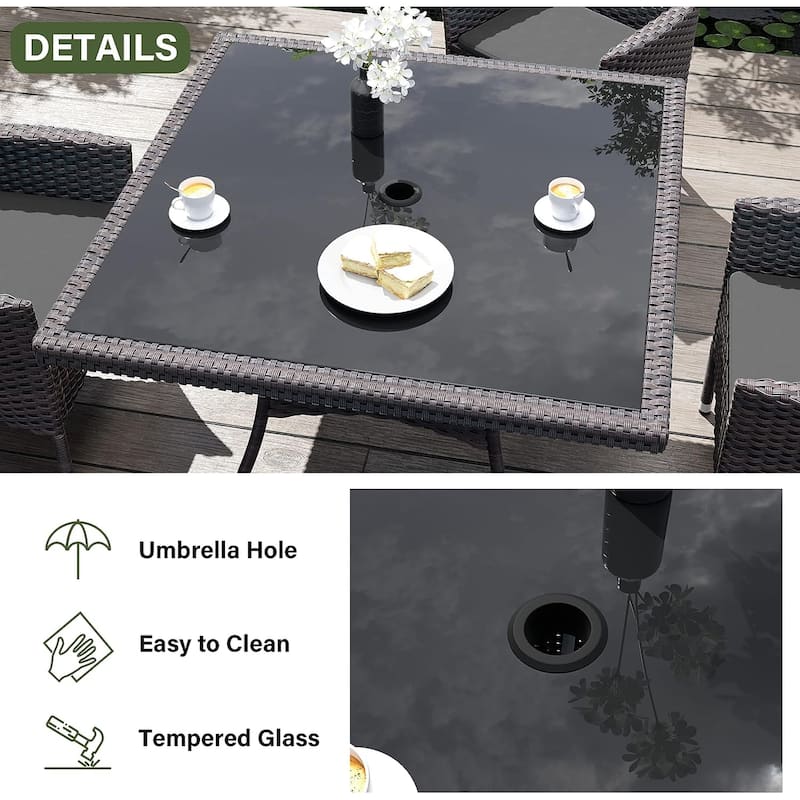 Kullavik Outdoor Dining Set, Rattan Patio Furniture Dining Table & Chairs