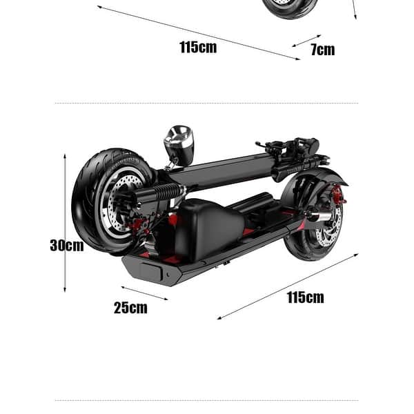 dimension image slide 0 of 2, 500W 48V 12.5ah E-Scooters Off Road Foldable 10 inches Long Range E-Scooter With Seat