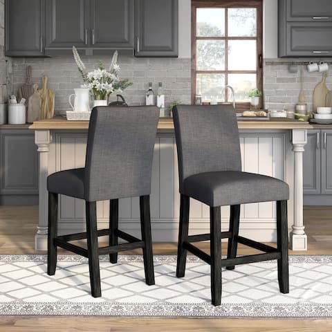 Furniture of America Shap Rustic Linen Counter Chairs (Set of 2)
