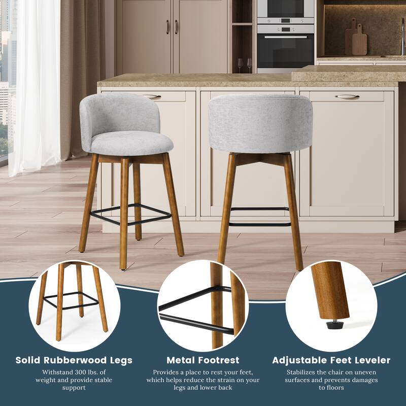 Stansberry 26 Inch Chenille Upholstered Swivel Counter Stool