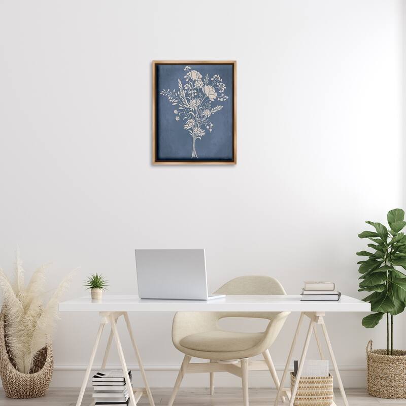 Stupell Garden Bundle over Blue Framed Floater Canvas Wall Art Design By Cat Thurman Designs