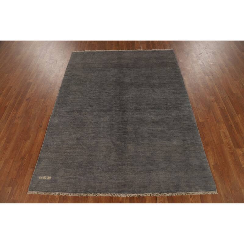 Modern Gray Gabbeh Oriental Rug Handmade Contemporary Wool Carpet - 4'11" x 6'6"