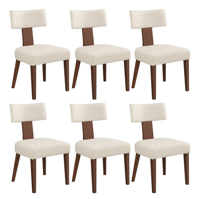 18.1 in Solid Wood Upholstered Dining Chair With Curved Backrest - 19.1"D x 19.4"W x 33.6"H