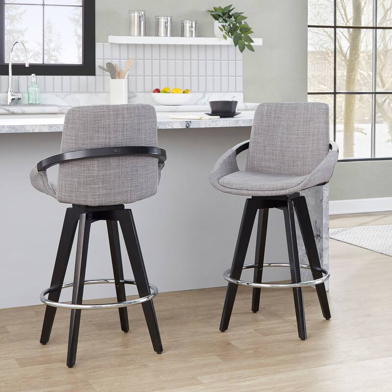 Carson Carrington Pugo Fixed-Height Counter Stool with Black Wood Base (Set of 2)