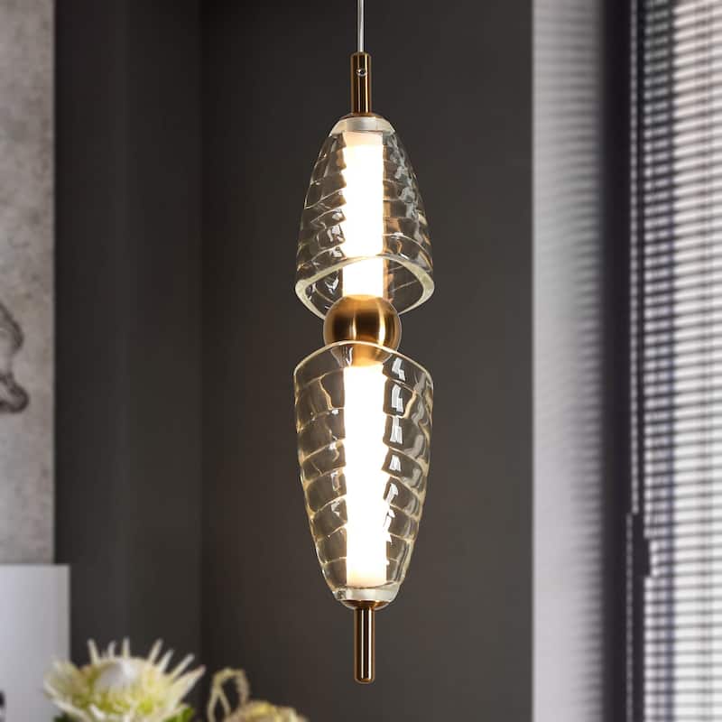 Modern Gold LED 1-Light Pendant Light for Kitchen Island Art Deco Hanging Light