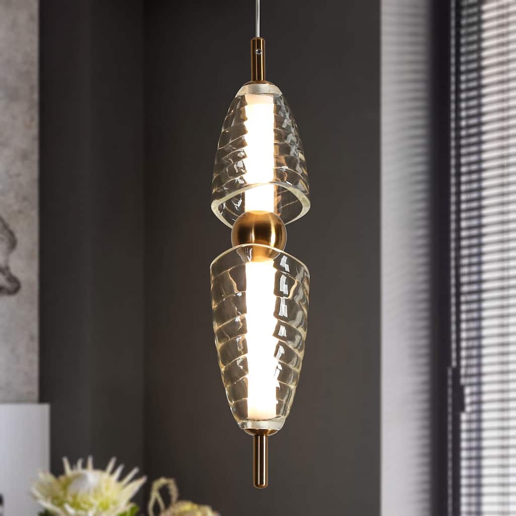 Modern Gold LED 1-Light Pendant Light for Kitchen Island Art Deco Hanging Light