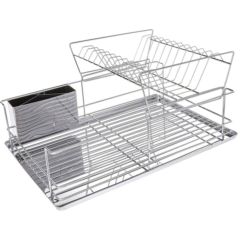 Space Saving Two Tier Stainless Iron Dish Rack