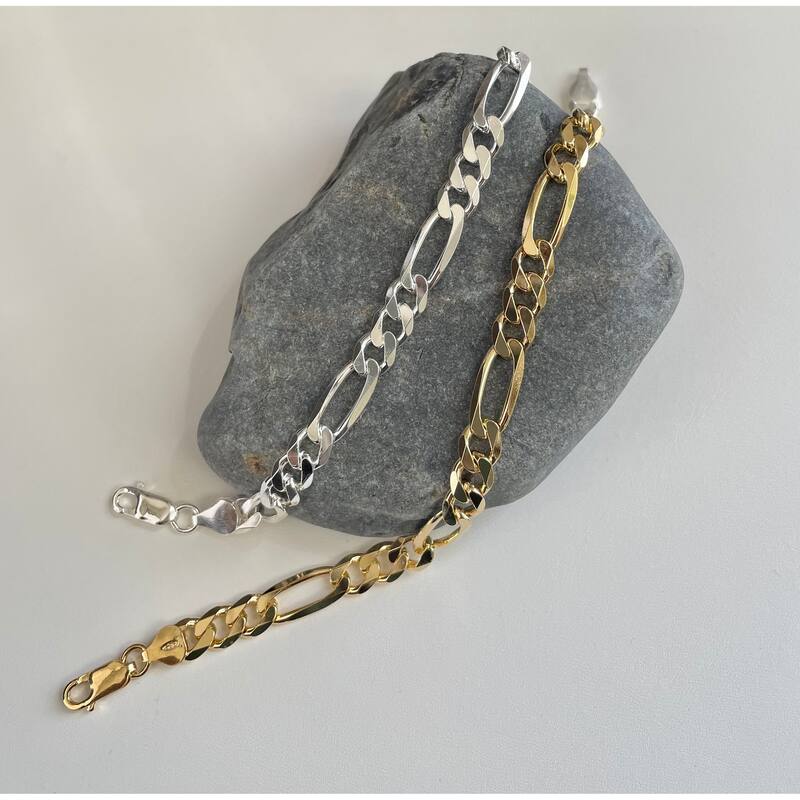 Gold Plated Silver 7.5mm Figaro Chain Necklace by Roberto Martinez
