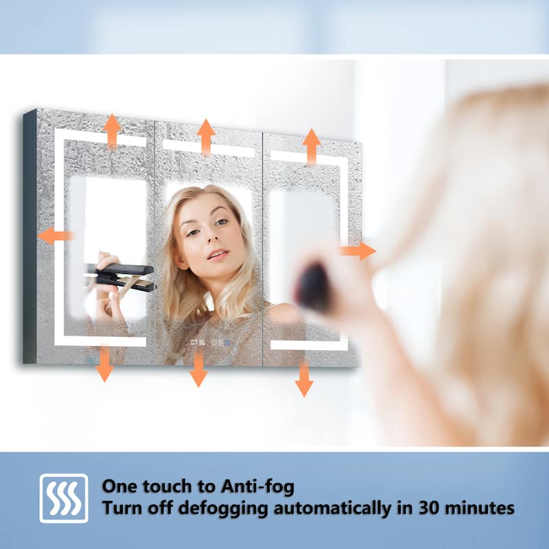48"×32" LED Bathroom Medicine Cabinet with Mirror, Defogger, Stepless Dimming
