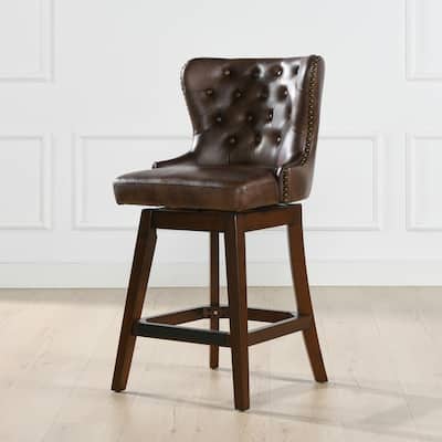 Holmes 27" Tufted Swivel Faux Leather Counter Stool