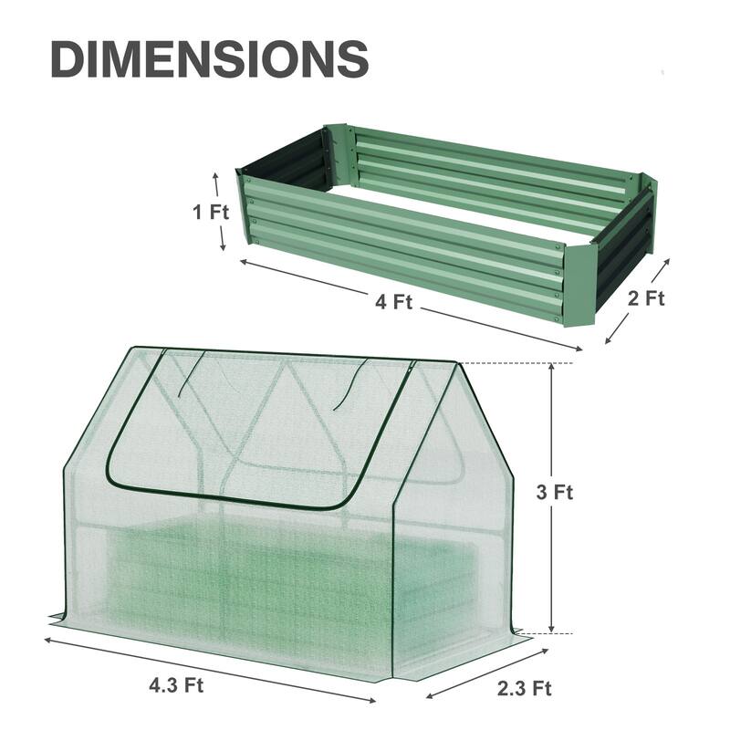 Aoodor Raised Garden Bed Kit with PE Cover, Screen Windows