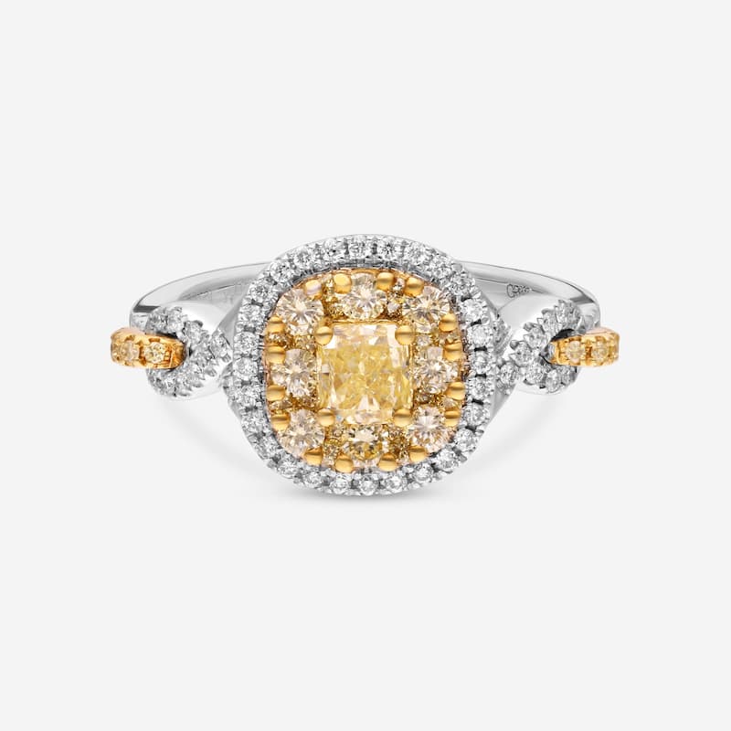 Gregg Ruth 18K Gold, Fancy Yellow Diamond and White Diamond Engagement Ring Sz. 6.5