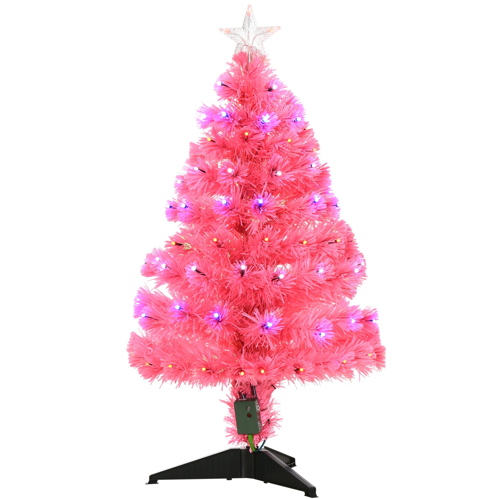 Shop Homcom 3ft Tall Artificial Tree Multi Colored Fiber Optic Led Pre Lit Holiday Home Christmas Decoration On Sale Overstock 14253537