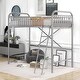 preview thumbnail 1 of 6, Sleek Metal Loft Bed, Twin Size, with Ladder and Guardrail for Modern Living Silver
