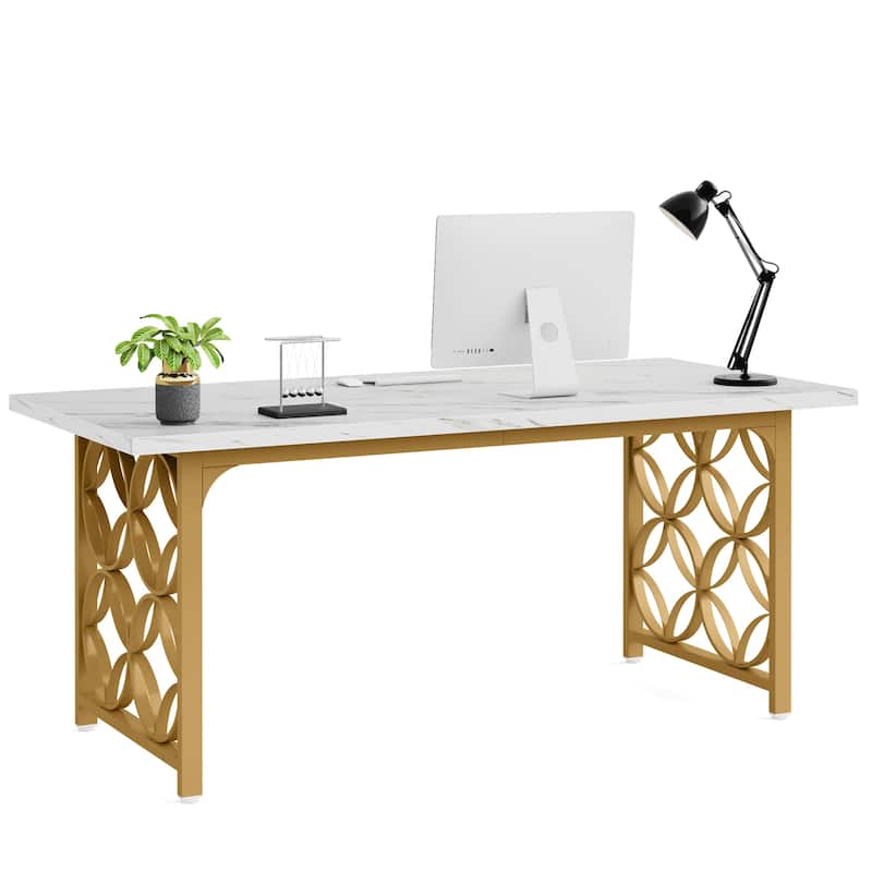 63-inch Executive Desk, Modern Office Desk with Strong Metal Frame for Home Office