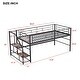 preview thumbnail 9 of 26, Twin Size Mid Loft Bed with Storage Stairs, Heavy Duty Metal Loft Bed Frame with Guardrails, Kids Playhouse Bed with Slats