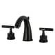preview thumbnail 23 of 35, Kingston Brass Convergent Two-Handle 3-Hole Deck Mount Widespread Bathroom Faucet with Knurled Handle and Brass Pop-Up Drain Matte Black