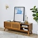 preview thumbnail 12 of 29, Mid Century Modern Rattan TV Stand for 65 Inch TV, Entertainment Cabinet, Media Console