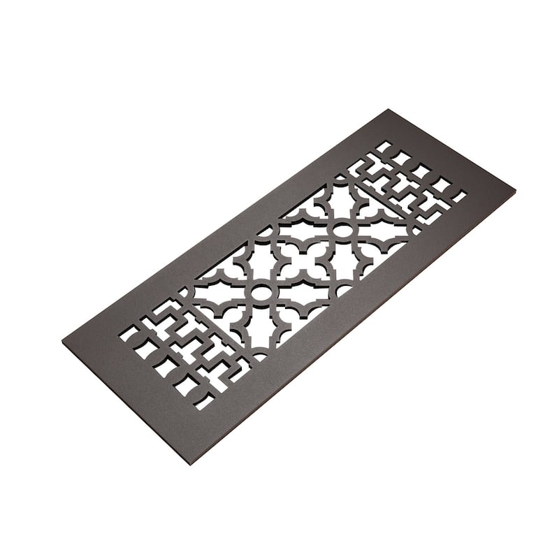 Reggio Registers Scroll Series 4" x 8" Grille with Mounting Holes - Oil Rubbed Bronze Aluminum