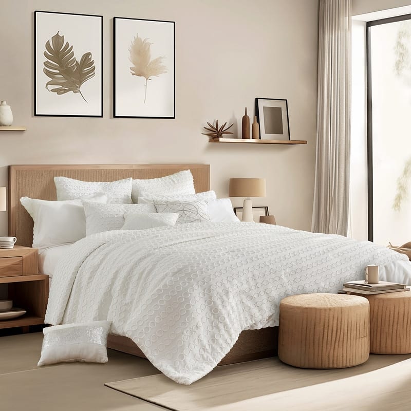 Wonderful Jacquard 8-Piece Comforter Set Clip Circle Design Bed in A Bag Reversible for All Seasons