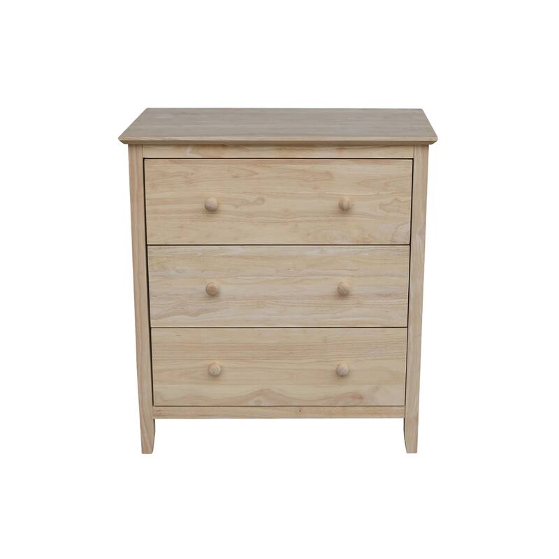 International Concepts Solid Wood Bedroom Dresser - Unfinished - 3-drawer