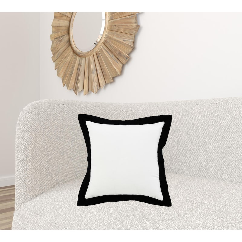 HomeRoots 20" X 20" White And Black 100% Cotton Geometric Zippered Pillow