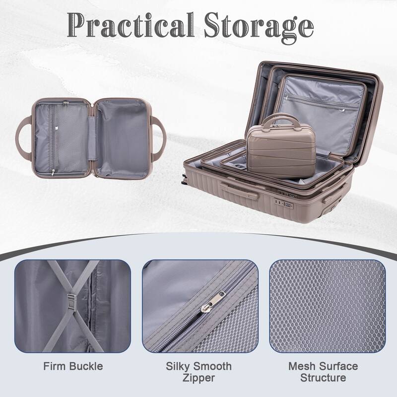 14IN 20IN 24IN 28IN 4 pcs/set in PP Spinner Wheel Luggage, Carry on Suitcase, Iron Pull Rod, Combination Password Lock