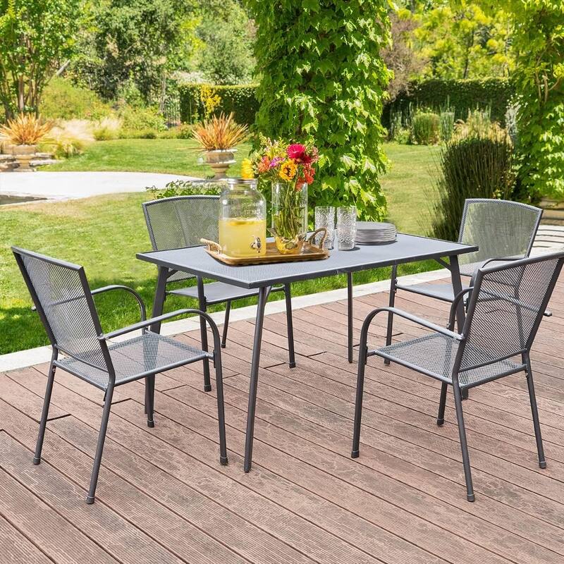 AECOJOY Metal Patio Dining Table ,Weather-Resistant Table