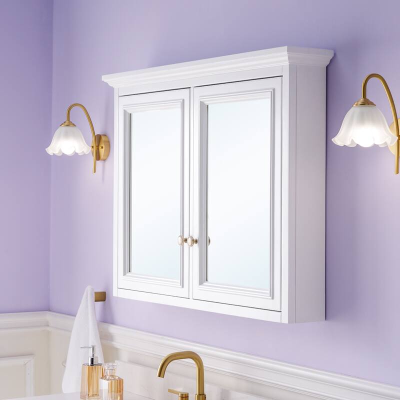 40"W X30"H Surface Mount Solid Wood Framed Medicine Cabinet With Soft-close Door And Wooden Shelves