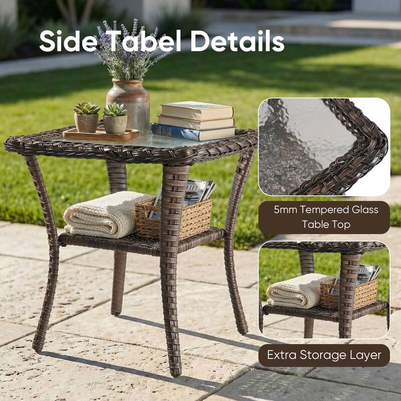 Pocassy Versatile Outdoor Recliner Rocker Chair with Table Set